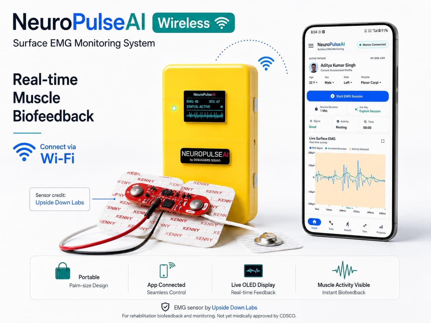 NeuroPulseAI real-time muscle biofeedback overview