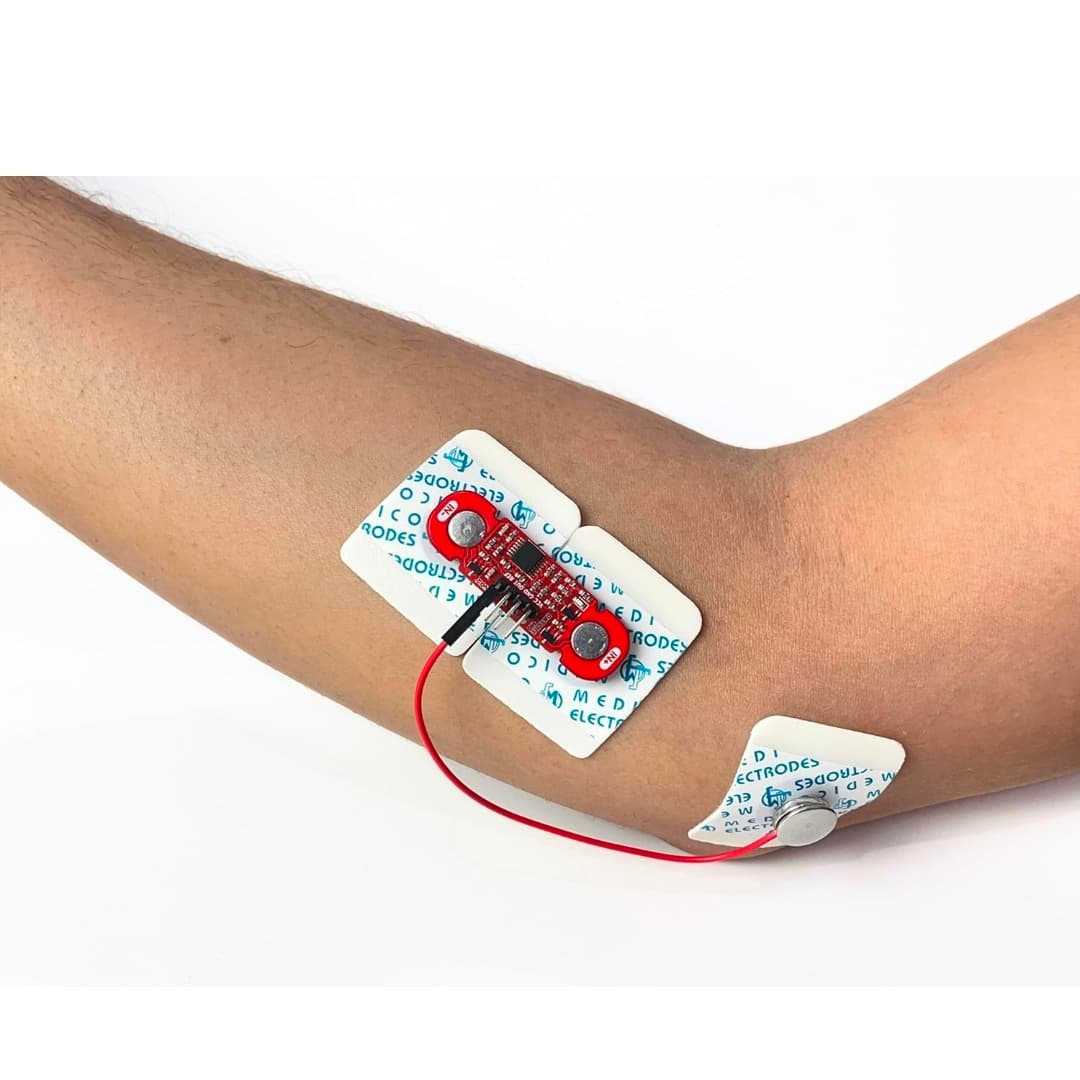 EMG sensor placed on a forearm